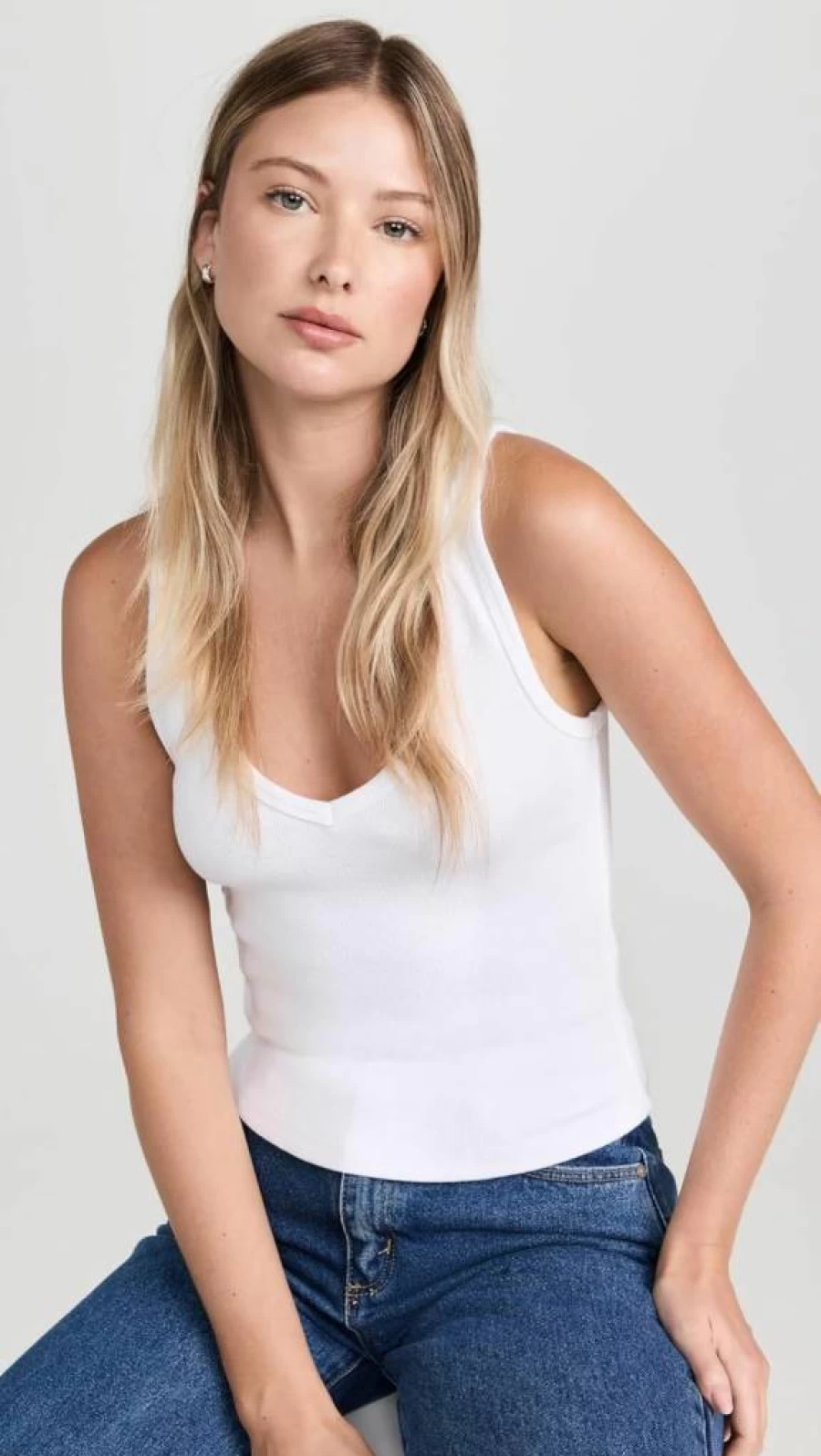 PerfectWhiteTee Women's V-Neck Blondie Tank Top - Soft Casual Fit Tee for Women