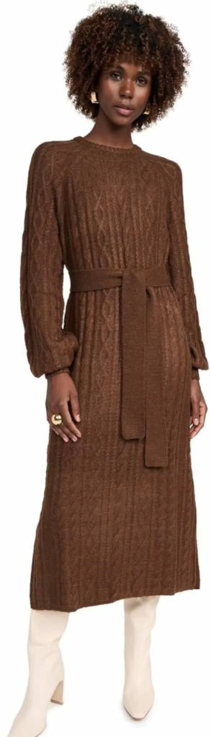 Show Me Your Mumu Women's Barb Knit Sweater Dress - Cozy Casual Long Sleeve Pullover