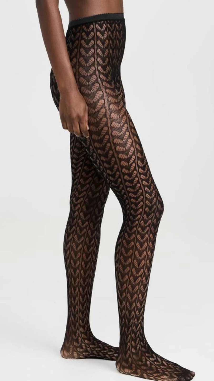 STEMS Women's Chevron Fishnet Tights - Sexy Geometric Pattern Sheer Stockings