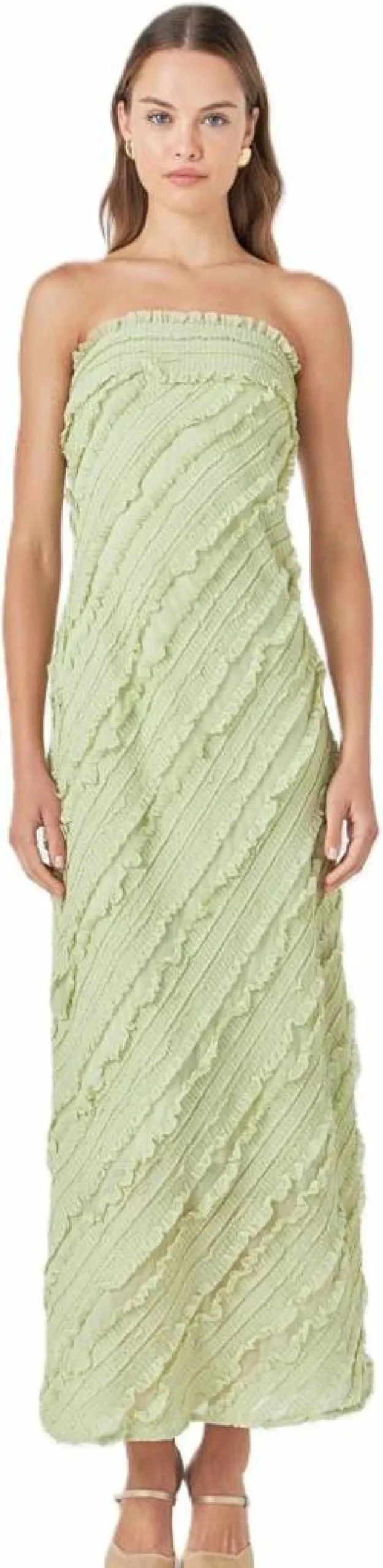 Endless Rose Women's Strapless Ruffled Maxi Dress - Floral Summer Beach Gown