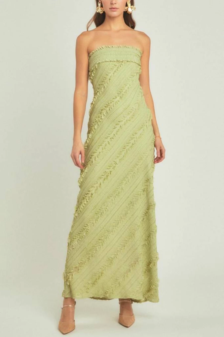 Endless Rose Women's Strapless Ruffled Maxi Dress - Floral Summer Beach Gown