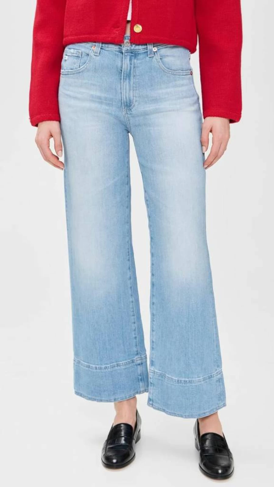 AG Adriano Goldschmied Women's Saige High-Rise Wide Leg Crop Jeans - Classic Blue Denim