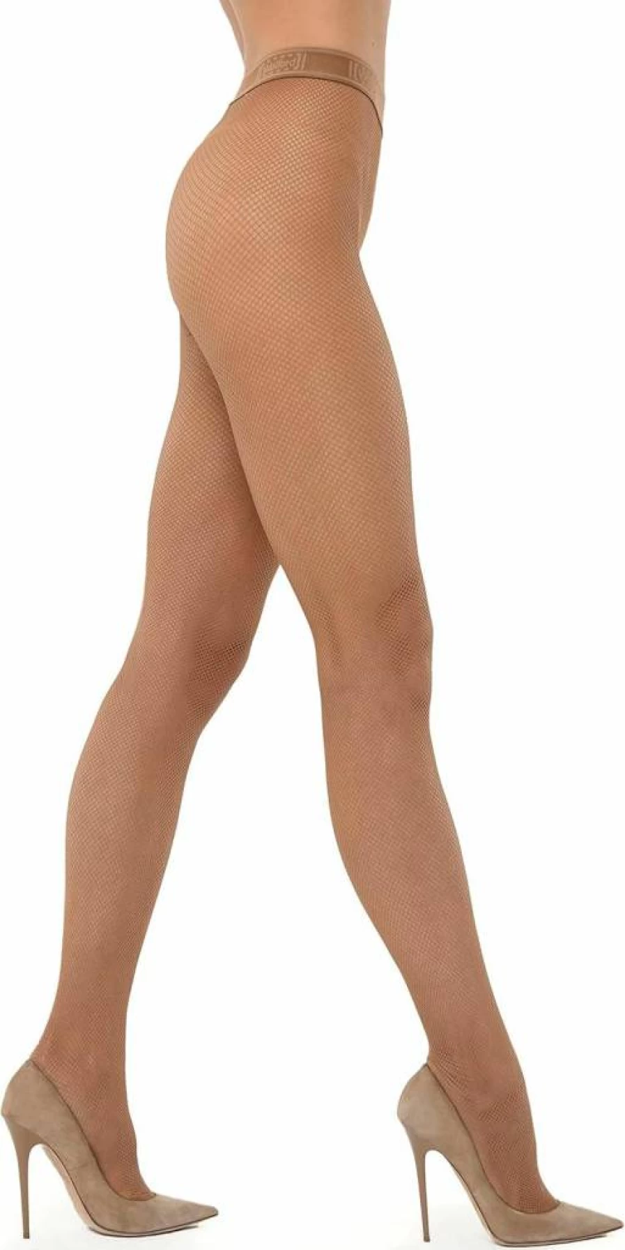 Wolford Twenties Women's Sustainable Fishnet Tights - Eco-Friendly Econyl Fabric with Elastic Logo Waistband