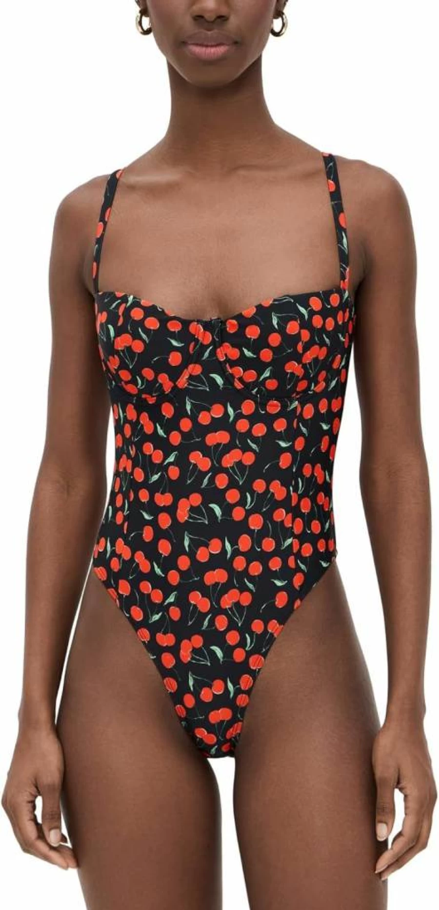 Good American Women's Square Neck One-Piece Swimsuit with Support - Cherry Red