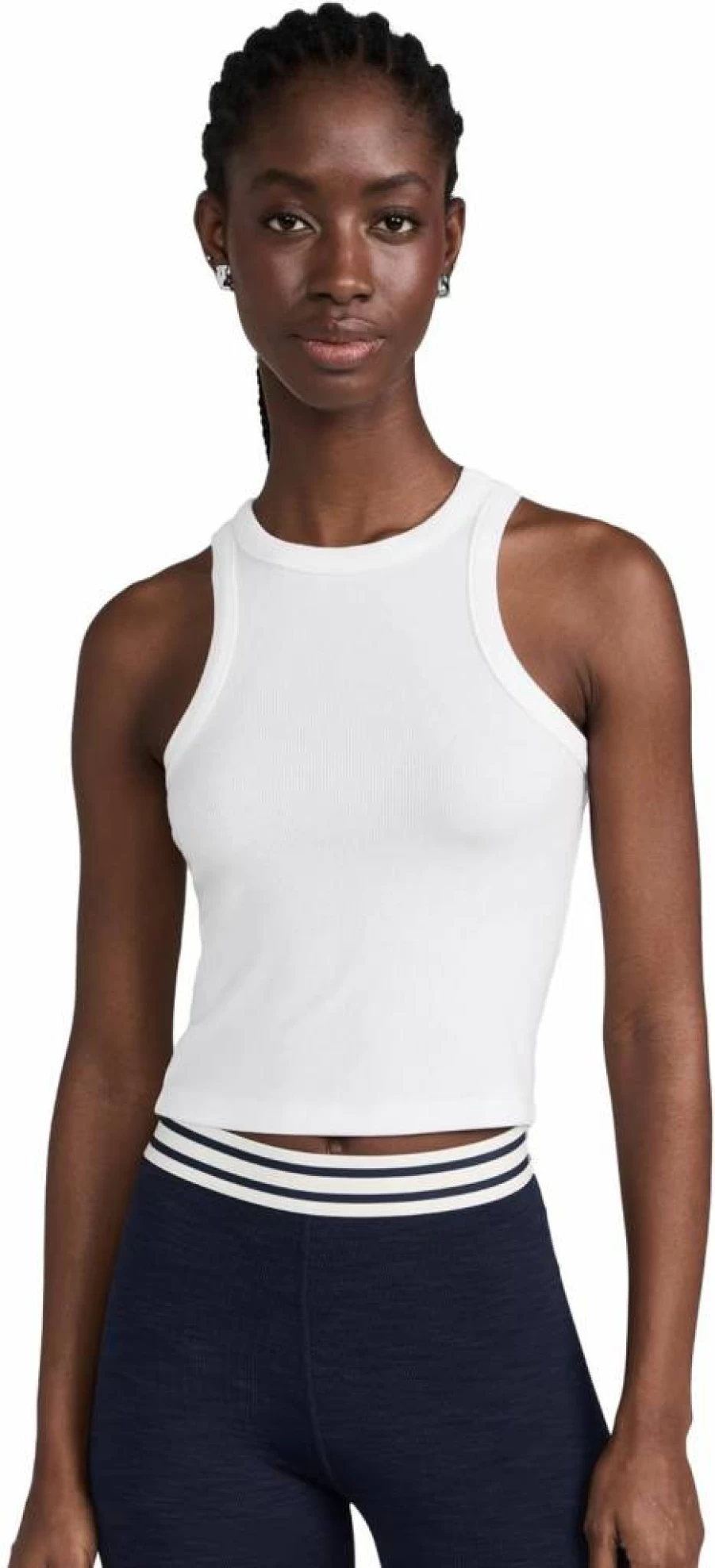 SPLITS59 Women's Kiki Ribbed Crop Top - Soft Stretch Knit Slim Fit Short Sleeve Shirt