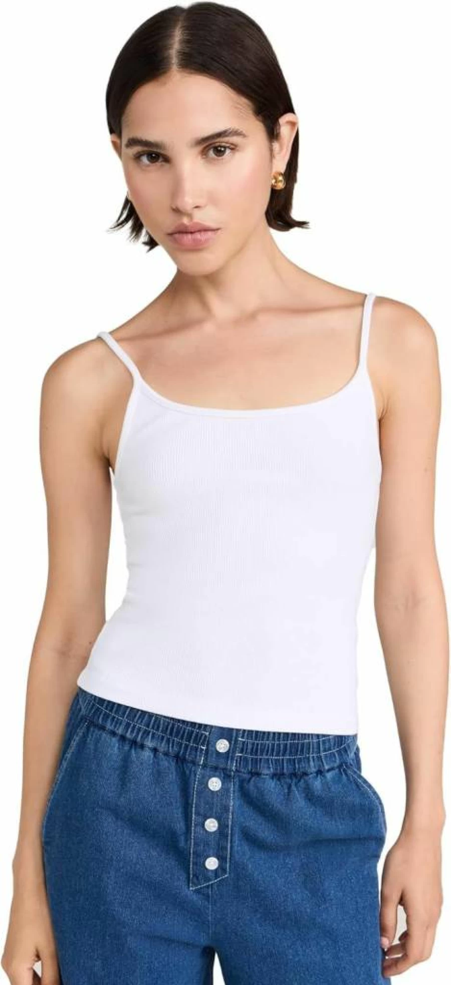 DONNI. Women's Ribbed Spaghetti Strap Tank Top