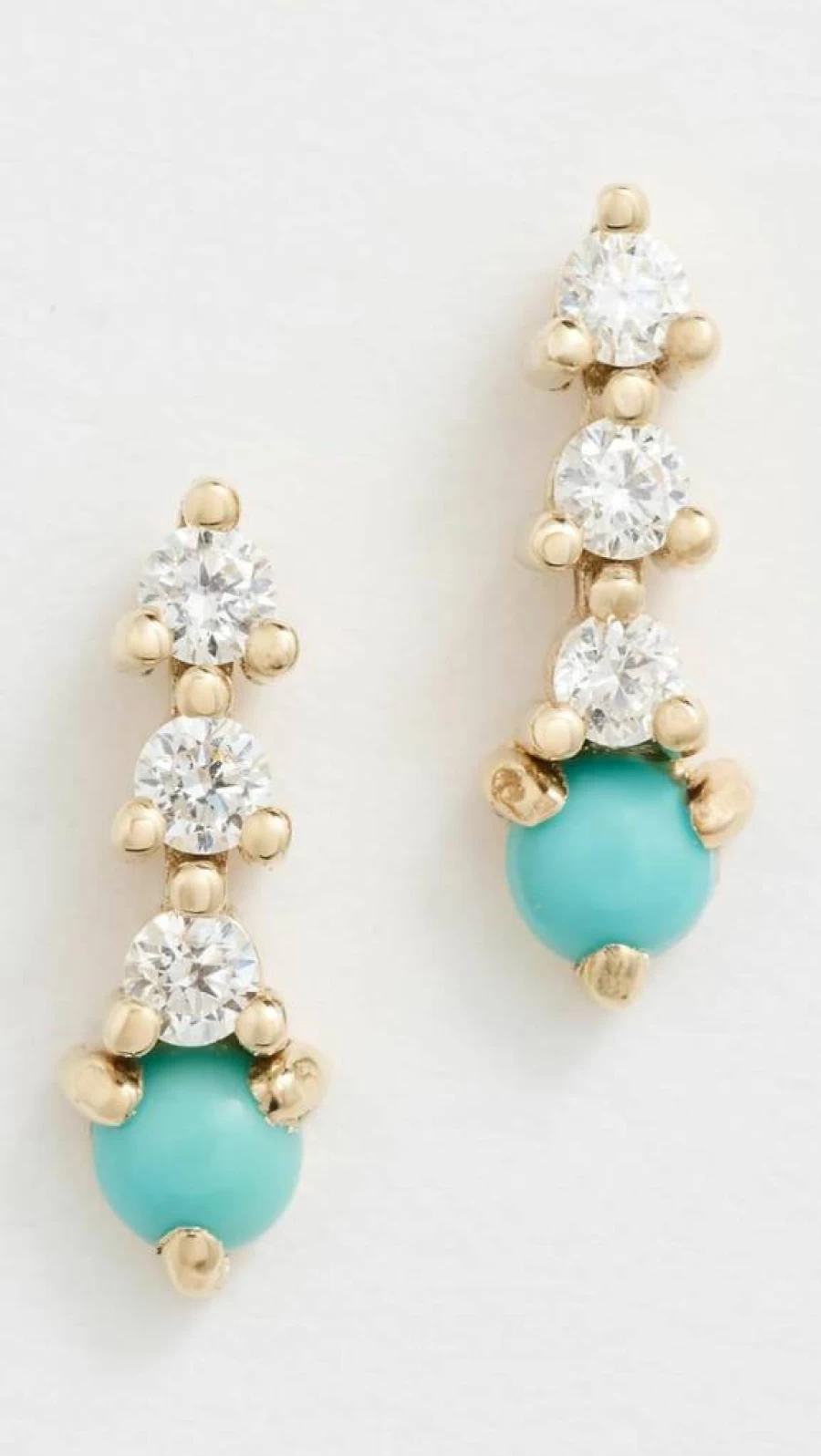 ZOE CHICCO 14K Gold Diamond and Turquoise Tennis Earrings for Women, Prong Set Drop Dangle Earrings
