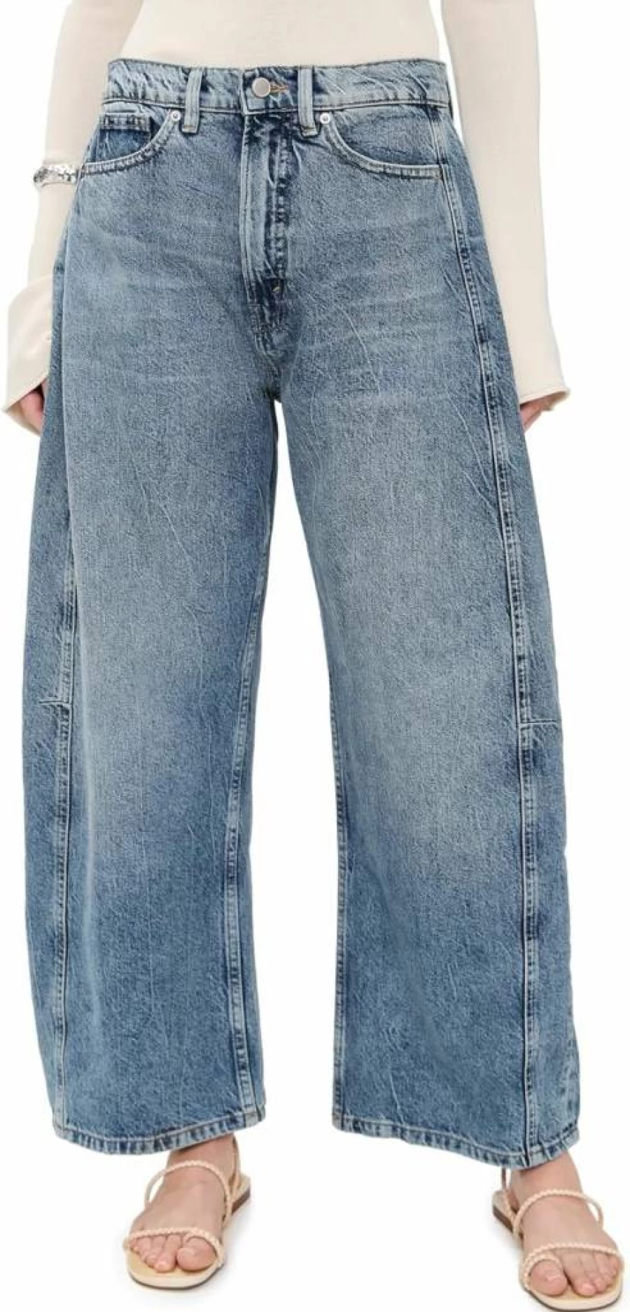 Good American Women's Extreme Barrel Jeans - High-Waist Stretch Denim for a Flattering Fit