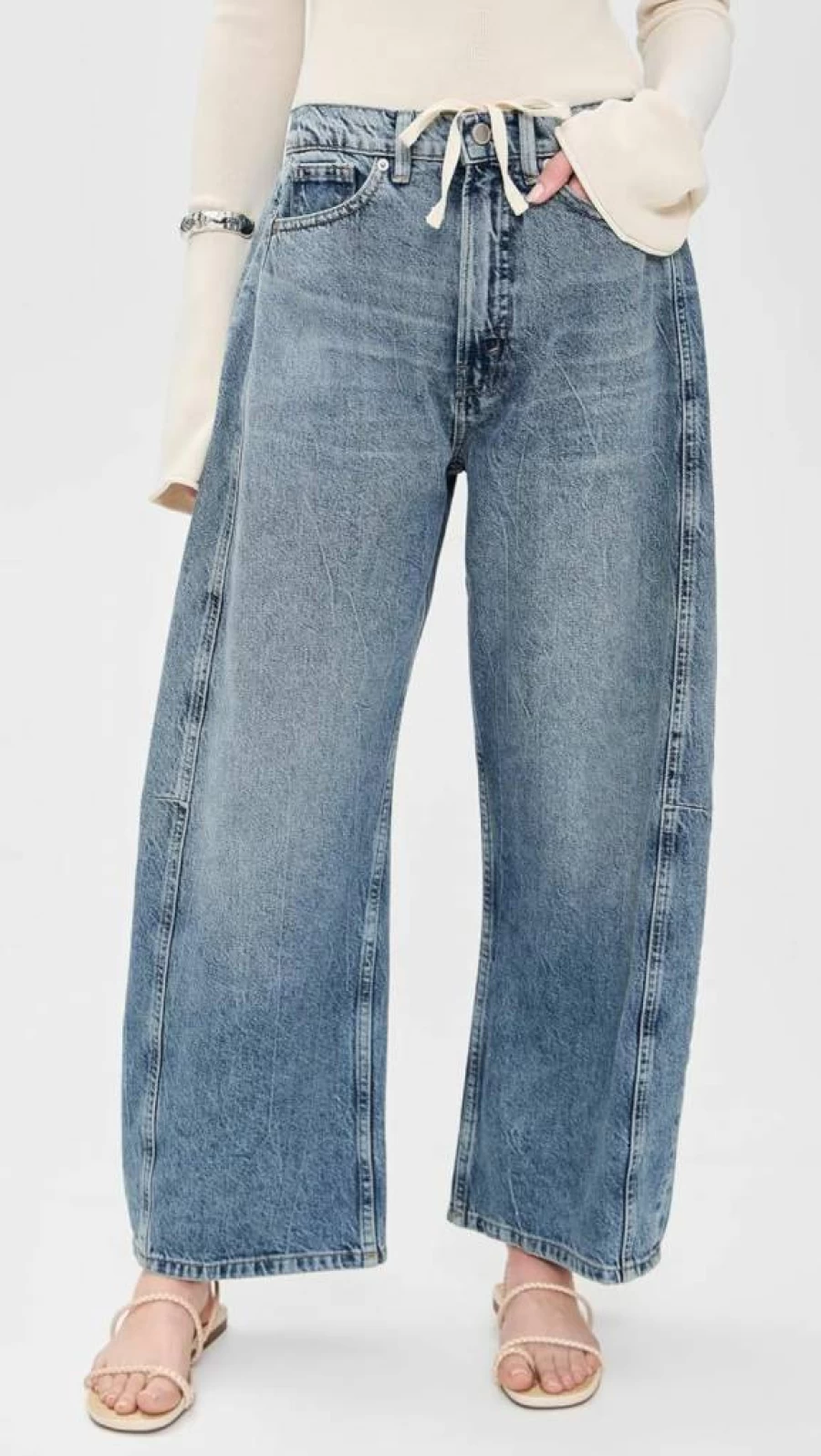 Good American Women's Extreme Barrel Jeans - High-Waist Stretch Denim for a Flattering Fit