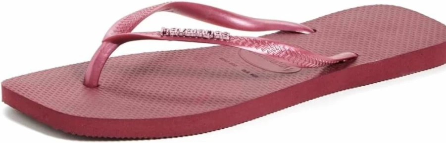 Havaianas Women's Slim Metallic Flip Flops with Square Logo - Comfortable Sandals for Summer