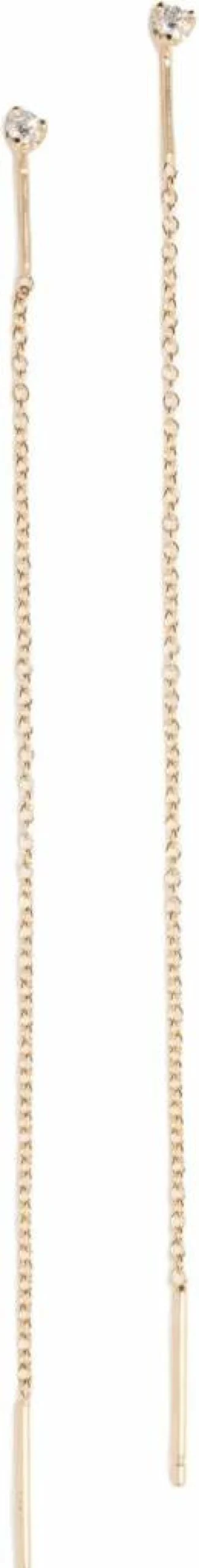 ZOE CHICCO 14K Gold Diamond Threader Earrings for Women - Minimalist Dainty Prong Set Stud Earrings