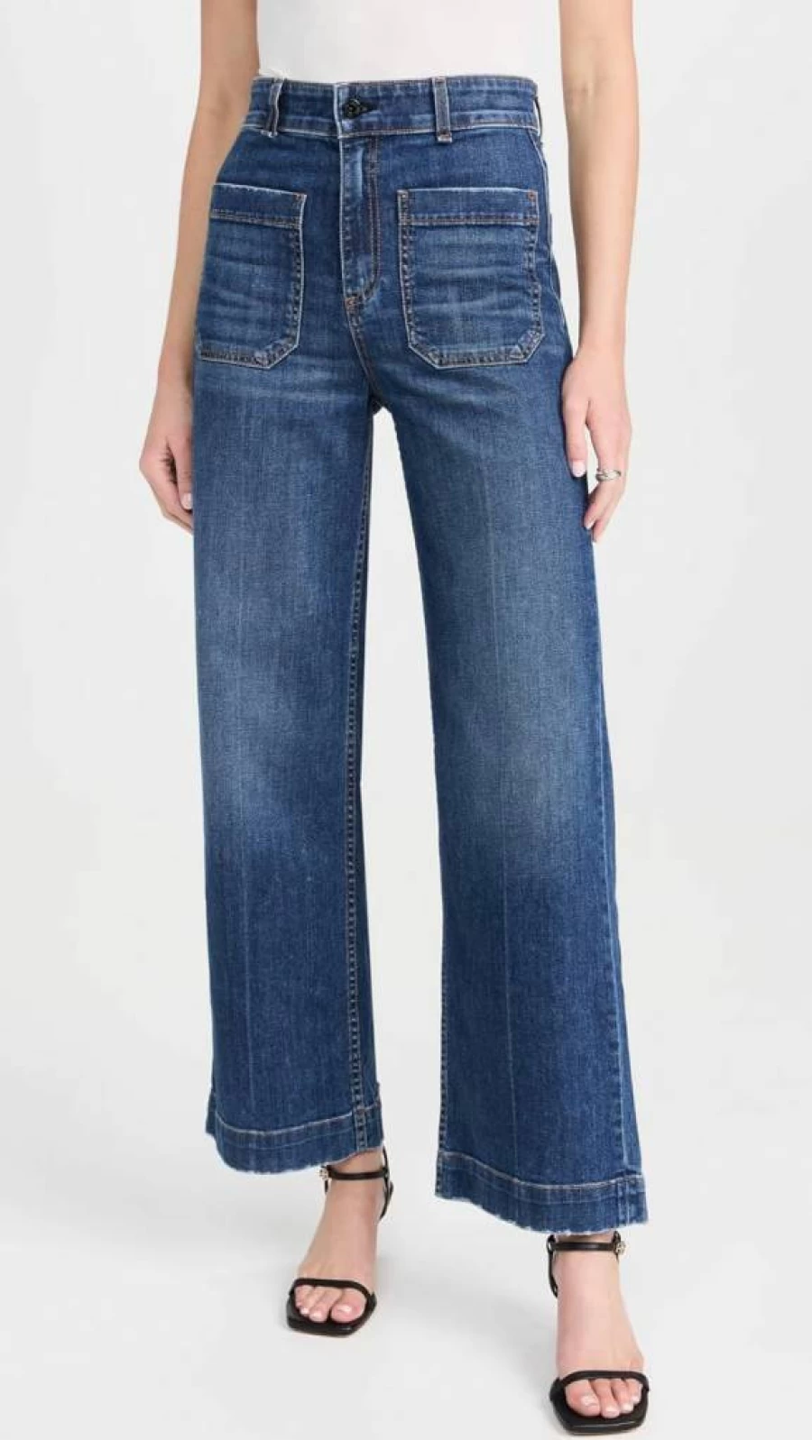 ASKK NY High Waisted Women's Sailor Pants - Trendy Vintage Wide Leg Trousers for Casual & Office Wear