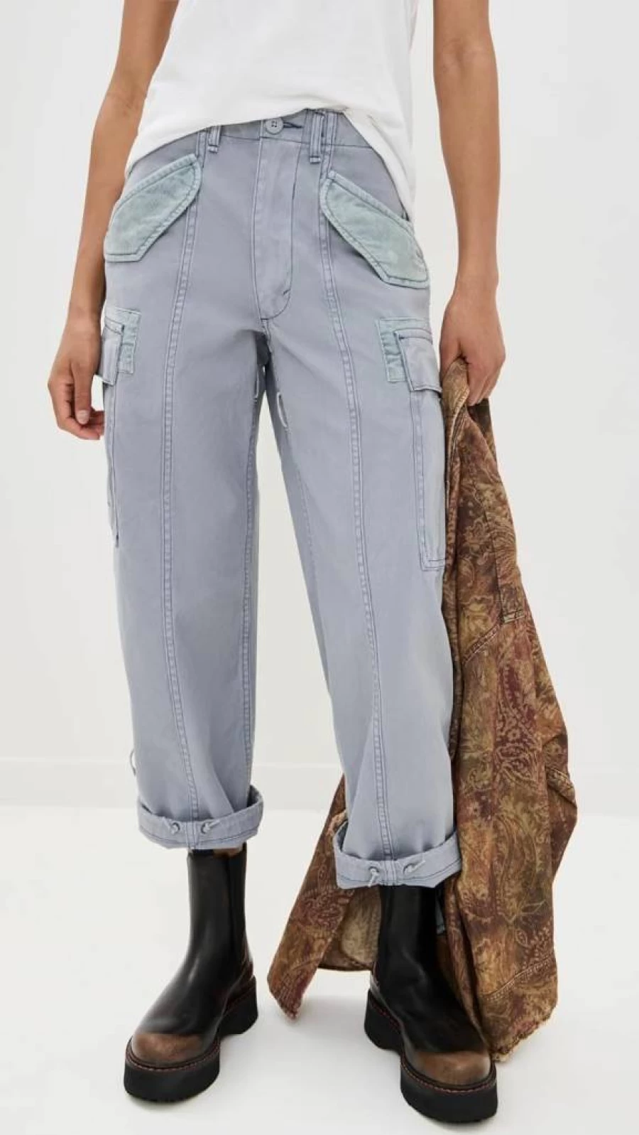 R13 Women's High-Waisted Cropped Cargo Pants - Stylish & Comfortable Urban Streetwear