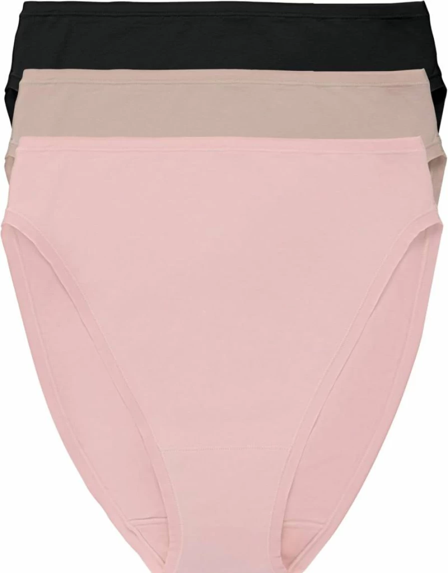 Natori Women's Cotton High Cut Briefs 3-Pack - Soft Bliss Bare Underwear Comfort Fit