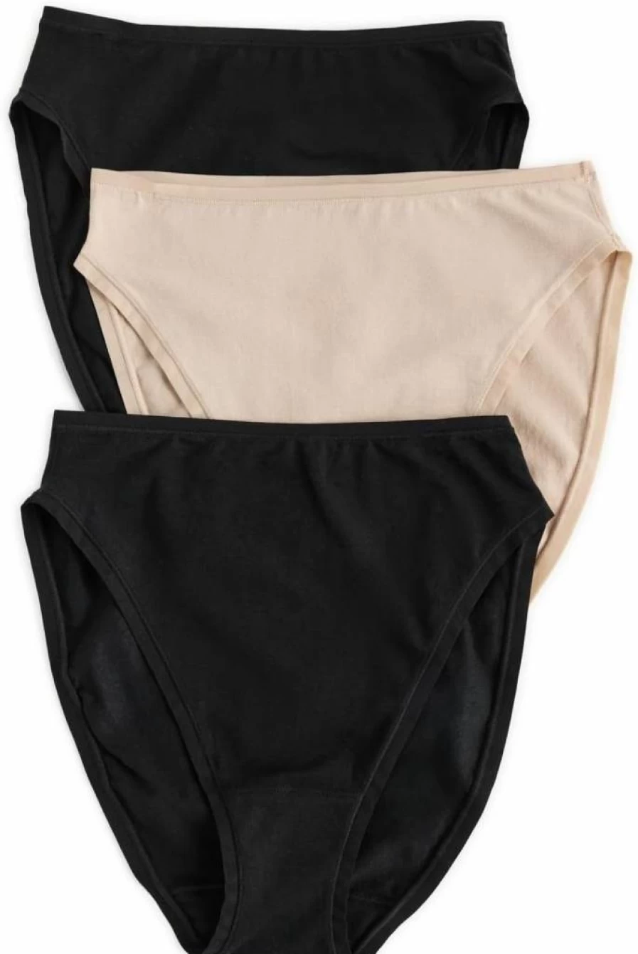 Natori Women's Cotton High Cut Briefs 3-Pack - Soft Bliss Bare Underwear Comfort Fit