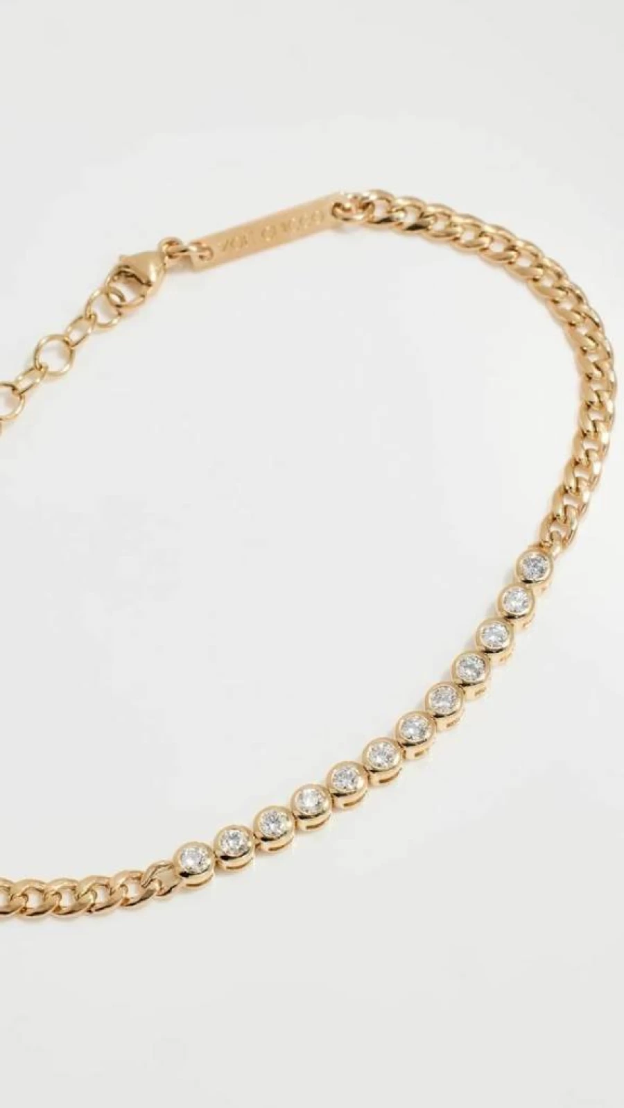 ZOE CHICCO 14K Gold Bezel-Set Tennis Bracelet for Women - Elegant Station Chain Bracelet