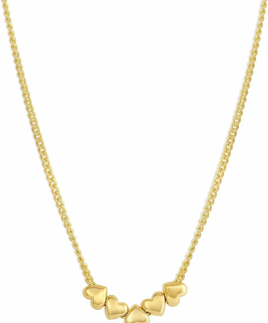Gorjana 18K Gold Plated Brass Lou Heart Necklace - 16"-18" Adjustable Chain with Heart Charm - Spring Ring Closure - Elegant Everyday Jewelry - Ideal Gift for Women
