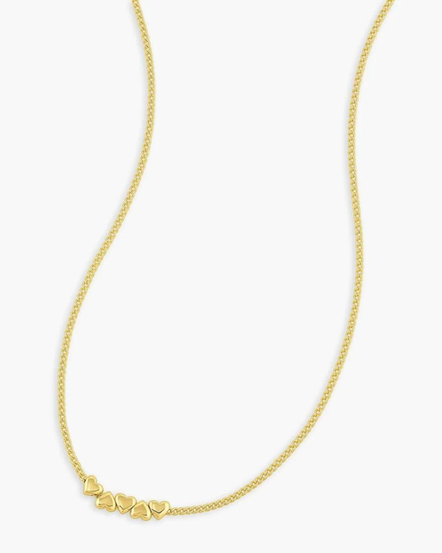 Gorjana 18K Gold Plated Brass Lou Heart Necklace - 16"-18" Adjustable Chain with Heart Charm - Spring Ring Closure - Elegant Everyday Jewelry - Ideal Gift for Women