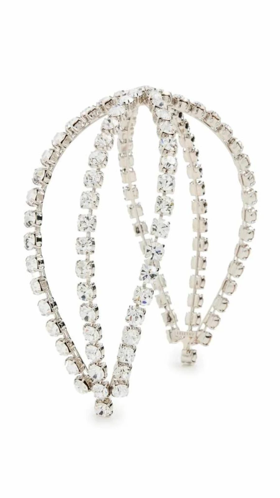 LELET NY Zoe Crystal Rhinestone Headband for Women - Silver Rhodium Exes Design, One Size Adjustable Hair Accessory