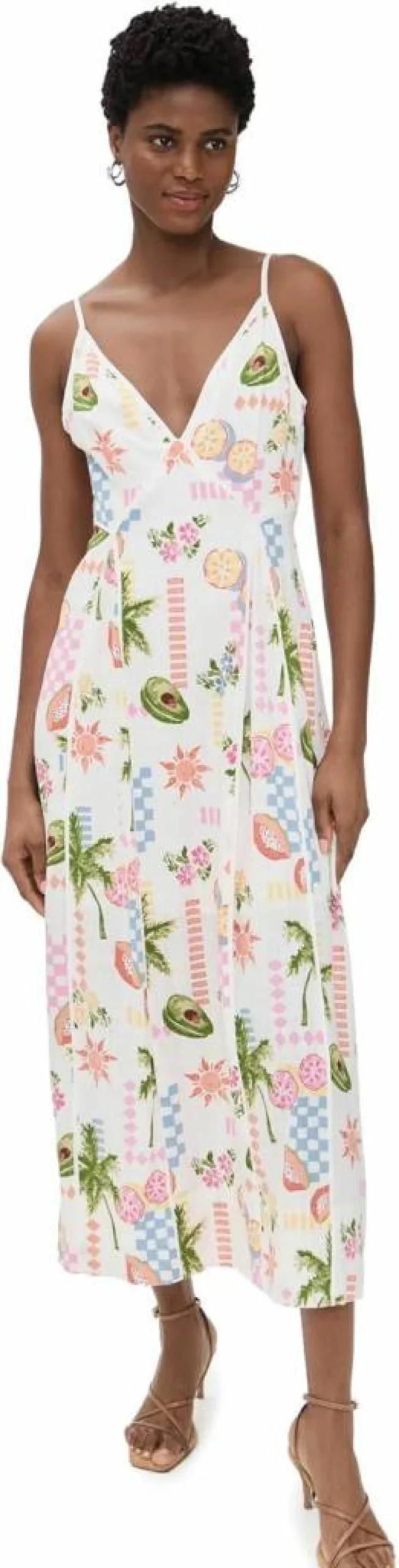 MINKPINK Women's Gracie Floral Panel Midi Dress - Boho Summer Dress with Ruffles
