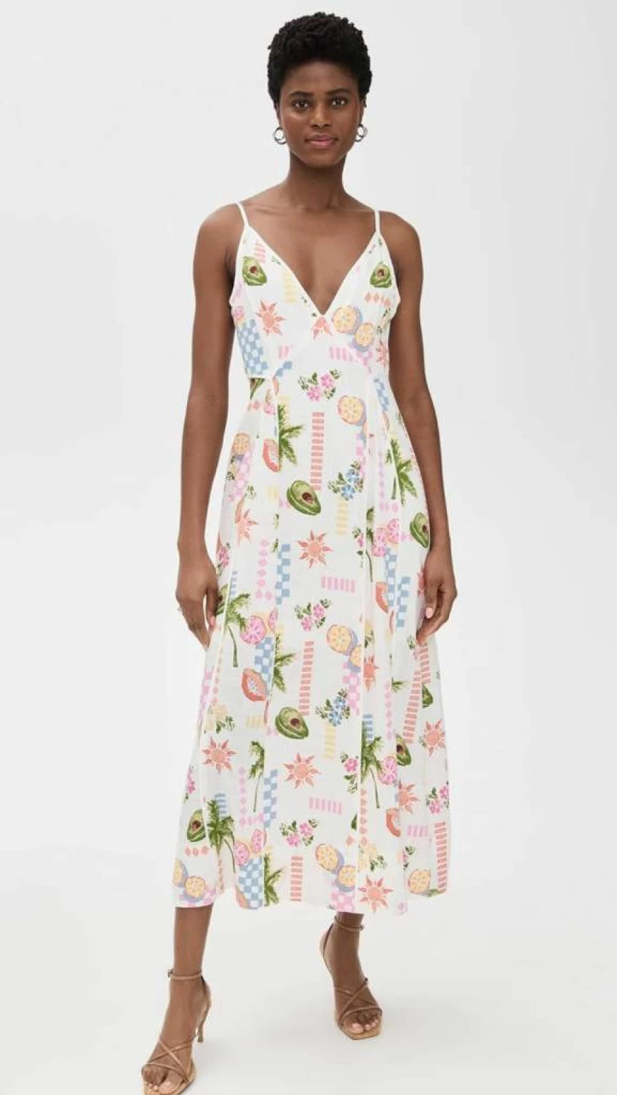 MINKPINK Women's Gracie Floral Panel Midi Dress - Boho Summer Dress with Ruffles