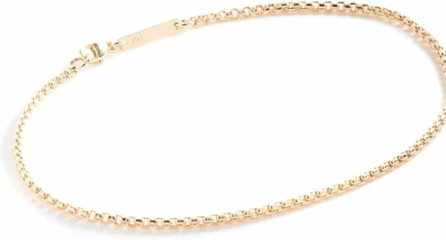 ZOE CHICCO 14K Gold Box Chain Anklet for Women - Dainty Minimalist Ankle Bracelet