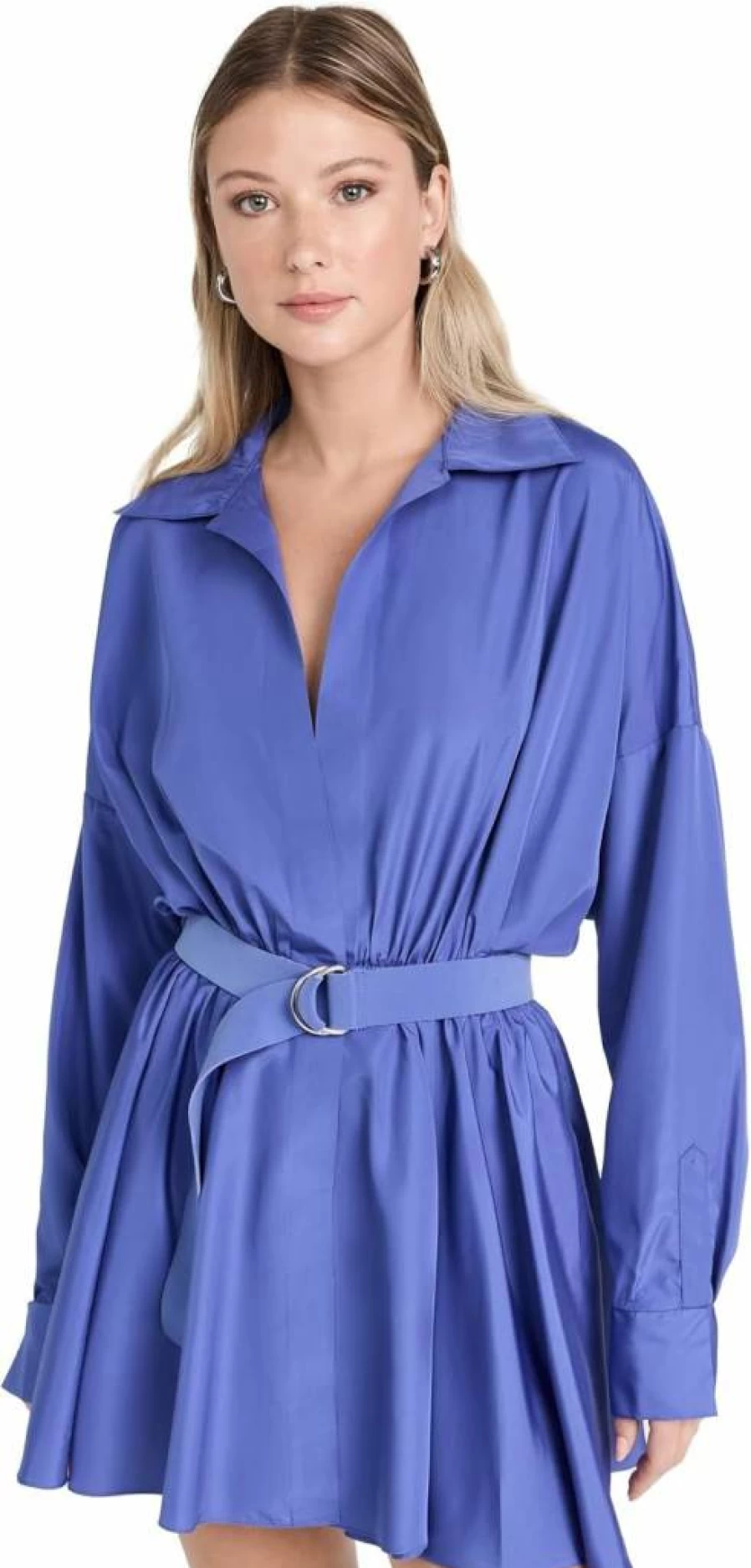 Norma Kamali Oversized Flared Shirt Dress for Women - Mini Length Stylish Boutique Design