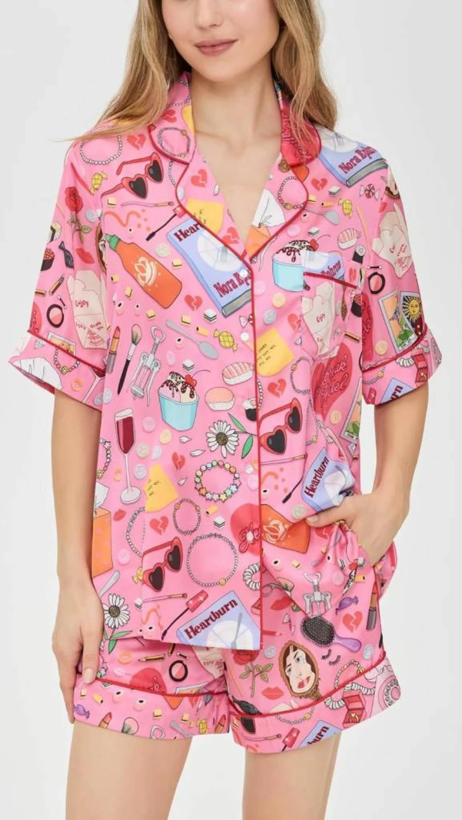 Karen Mabon Heartbreak Print Women's Short Sleeve Pajama Set - Floral Sleepwear