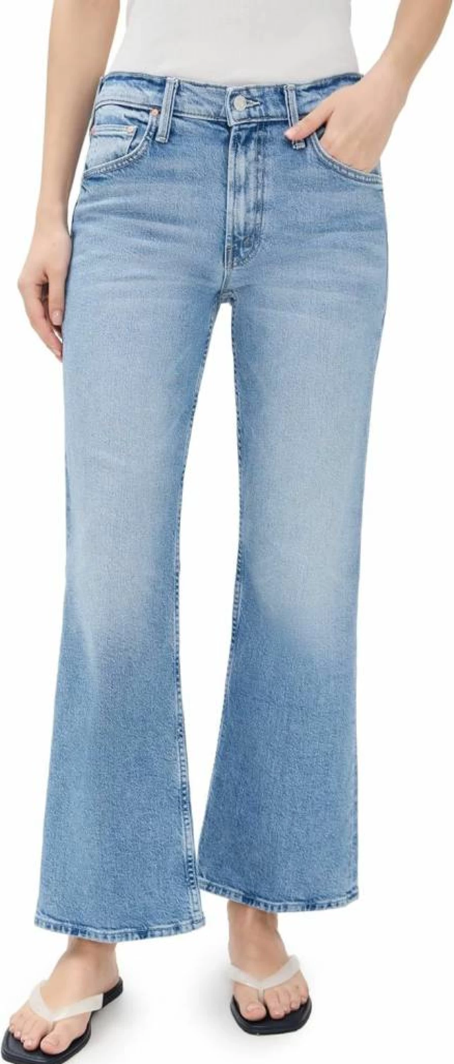MOTHER Women's The Bookie High-Rise Flood Jeans - Distressed Denim Ankle Length