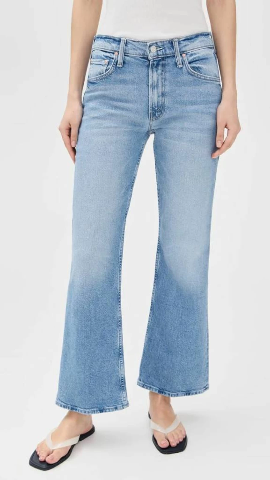 MOTHER Women's The Bookie High-Rise Flood Jeans - Distressed Denim Ankle Length