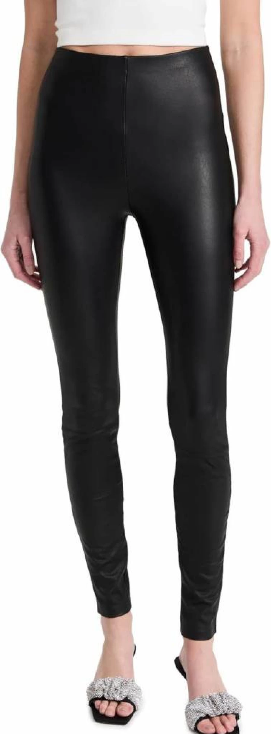 Good American Women's High-Waisted Leather Pull-On Leggings - Stretch Faux Leather Pants