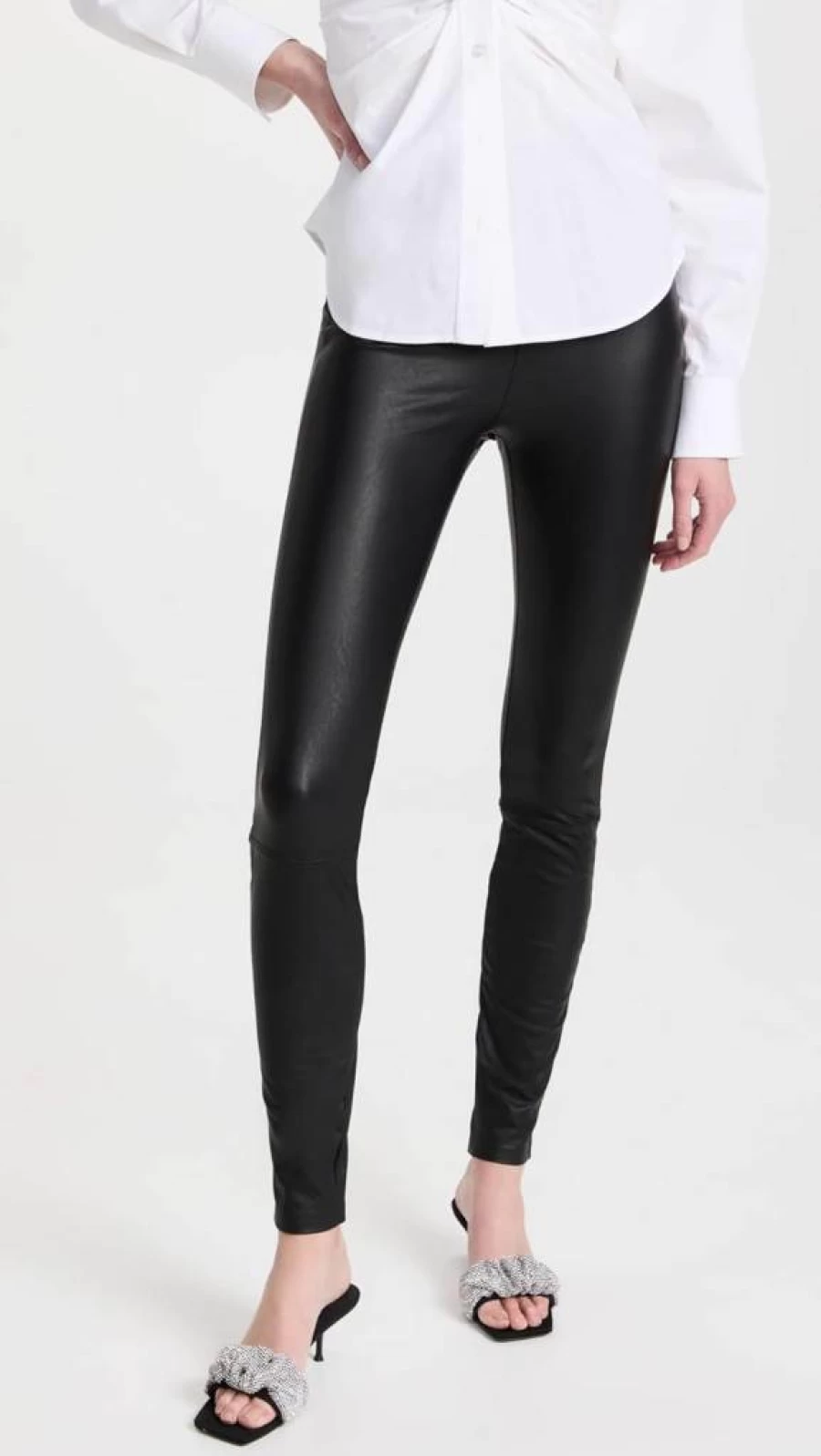 Good American Women's High-Waisted Leather Pull-On Leggings - Stretch Faux Leather Pants