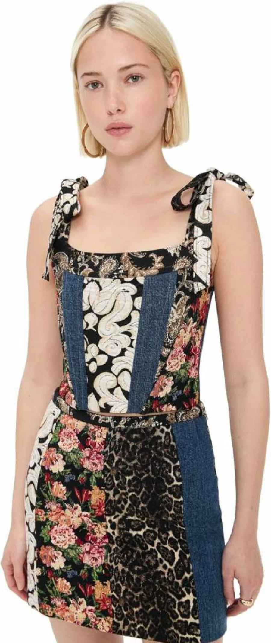 Alice + Olivia Clara Bow Strap Bustier Top for Women - Paneled Corset Style