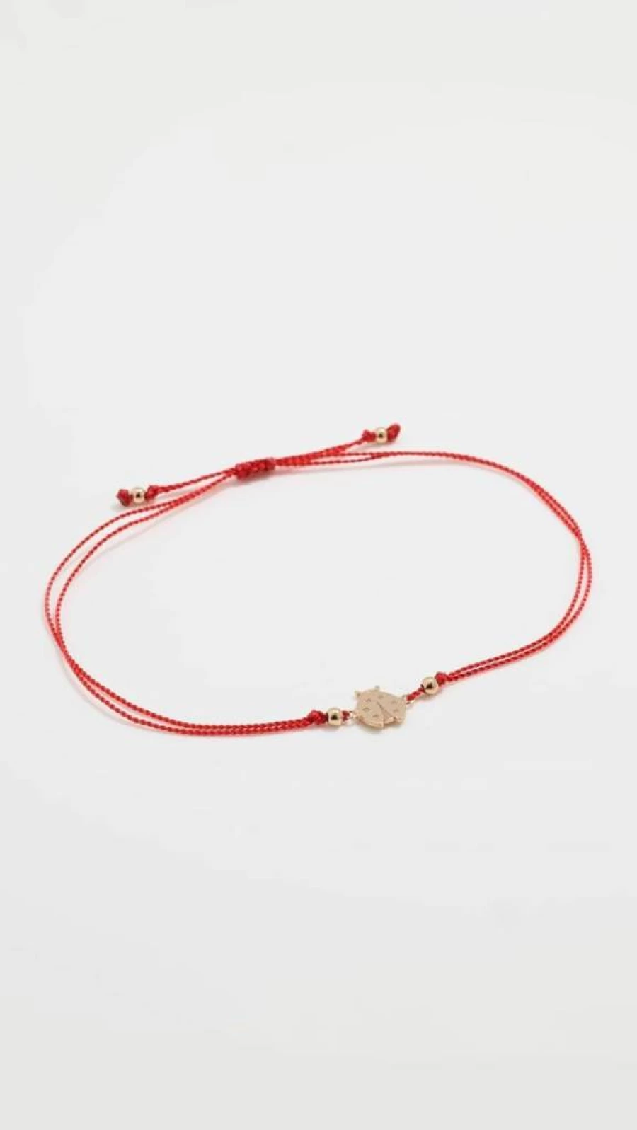 ZOE CHICCO 14K Gold Ladybug Charm Bracelet for Women - Adjustable Cord Design