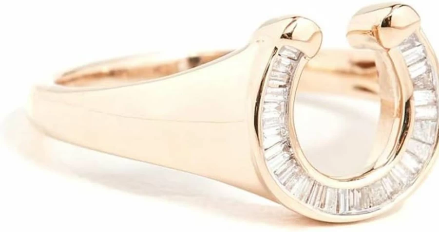 Adina Reyter 14K Gold Baguette Horseshoe Signet Ring for Women