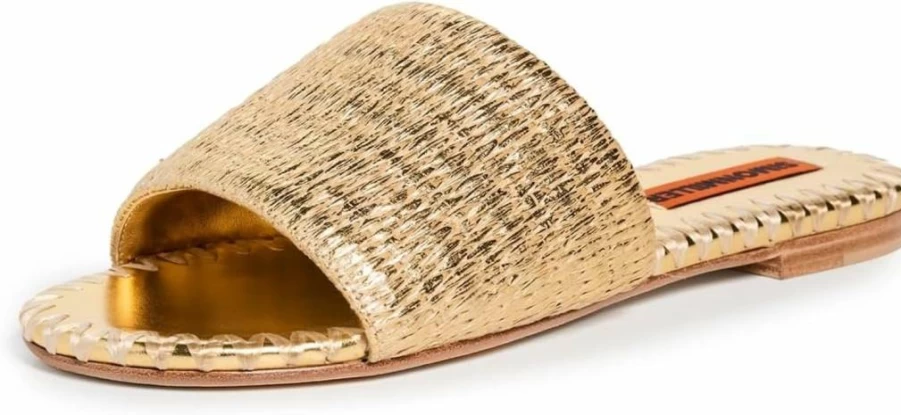 SIMON MILLER USA Women's Salerno Metallic Raffia Sandals - Stylish Summer Footwear