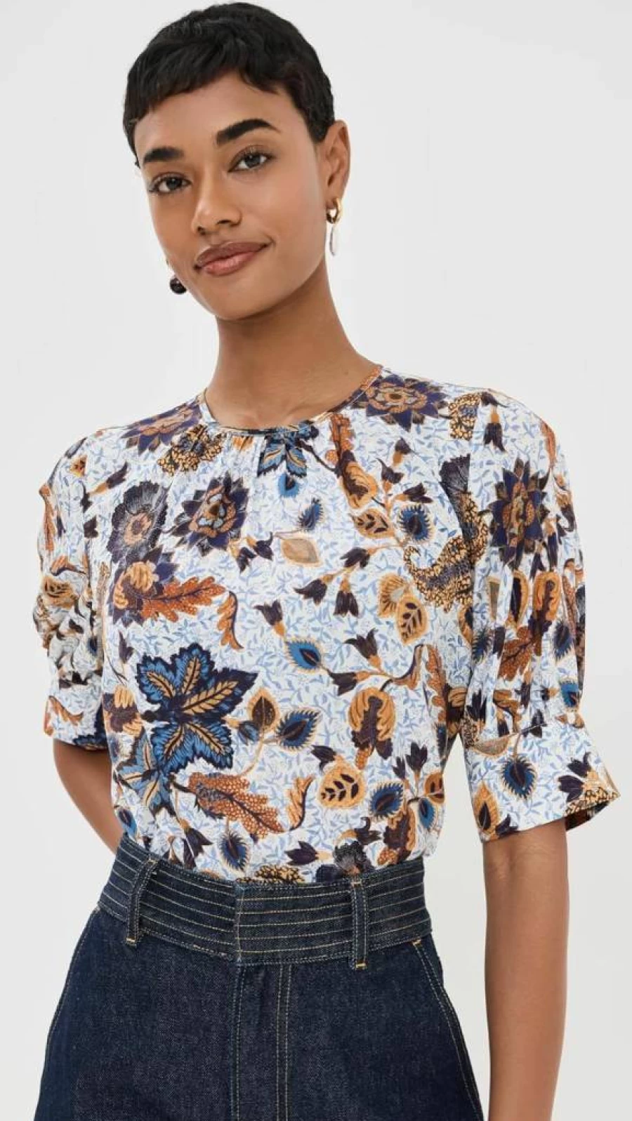 Ulla Johnson Women's Mirelle Blouse - Floral Printed Boho Chic Tops for Women
