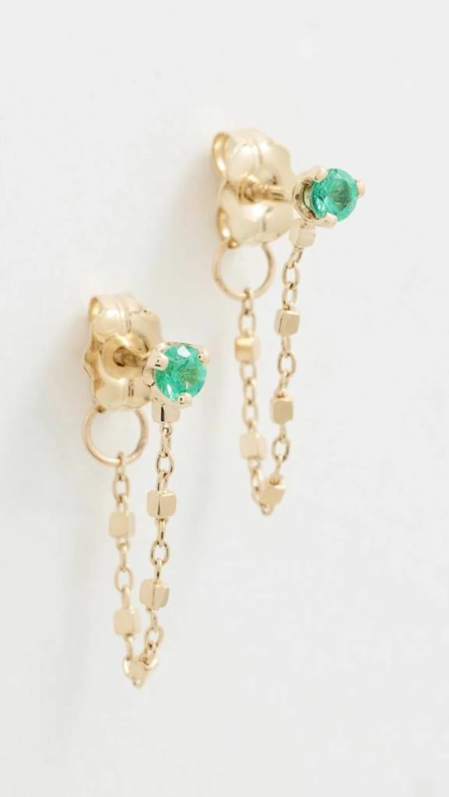 ZOE CHICCO 14K Gold Emerald Square Bead Huggie Earrings for Women