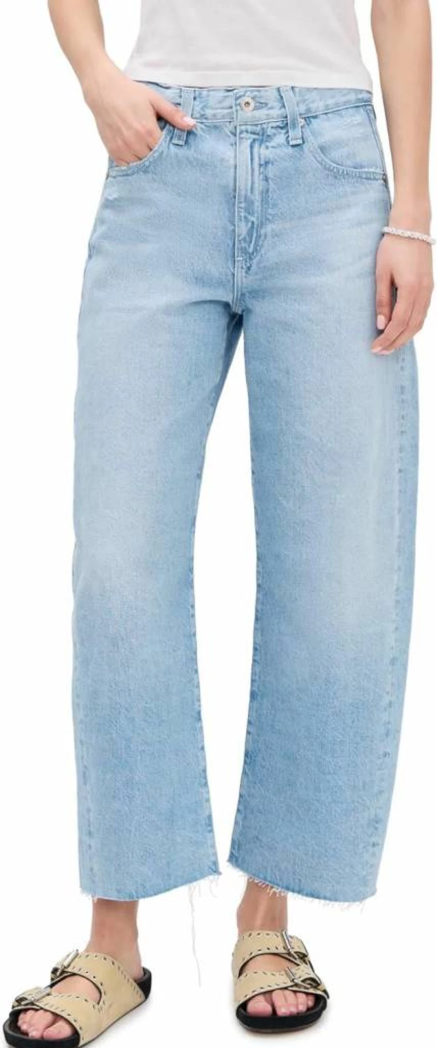 AG Adriano Goldschmied Women's Hattie High-Rise Crop Jeans - Classic Blue Denim Slim Fit Ankle-Length