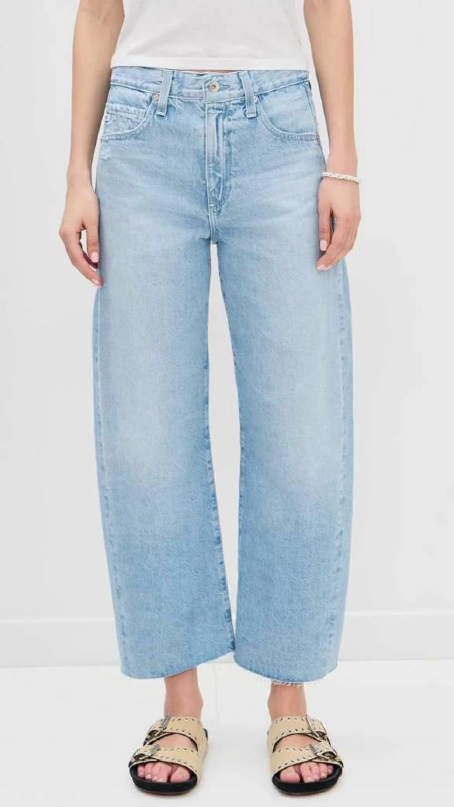 AG Adriano Goldschmied Women's Hattie High-Rise Crop Jeans - Classic Blue Denim Slim Fit Ankle-Length