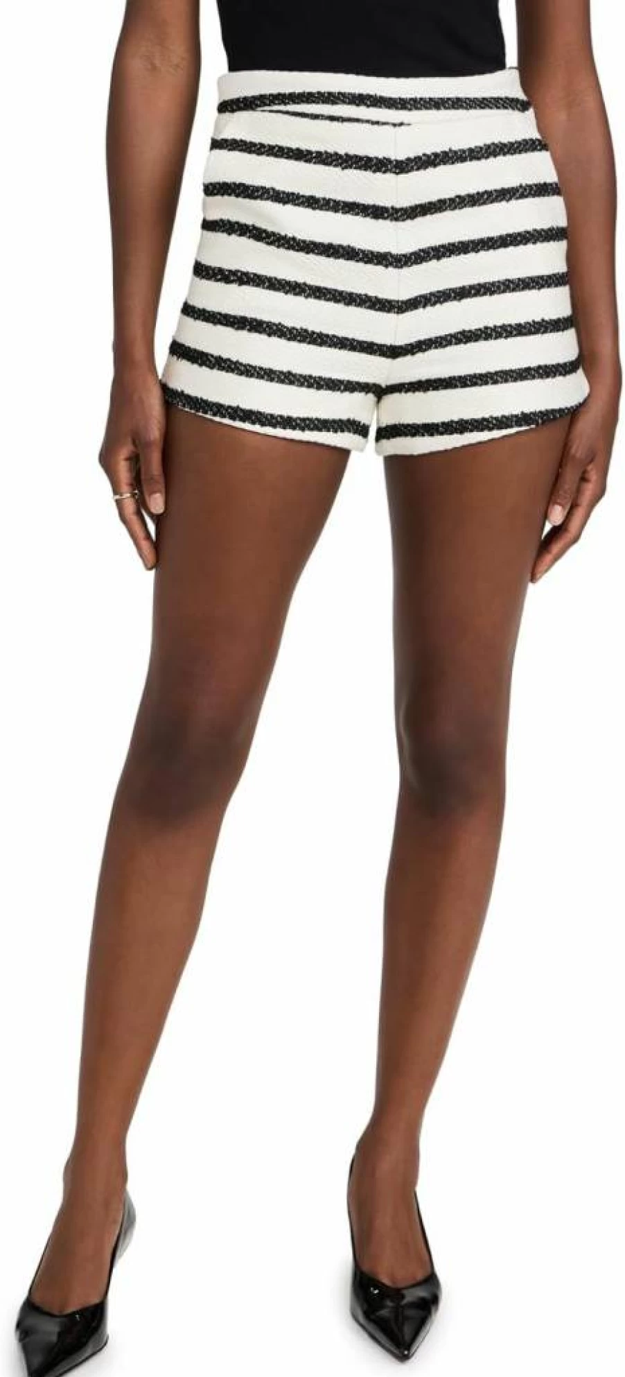 English Factory Women's Striped Tweed High-Waisted Shorts - Classic British Style Summer Fashion