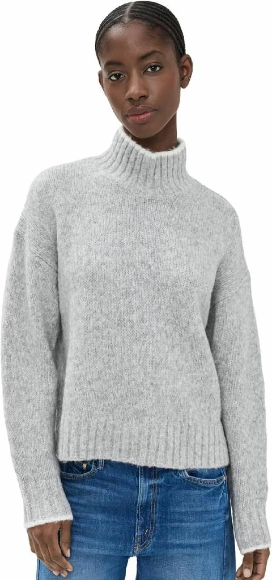 Madewell Women's Fluffy Wool High-Low Turtleneck Sweater Balham