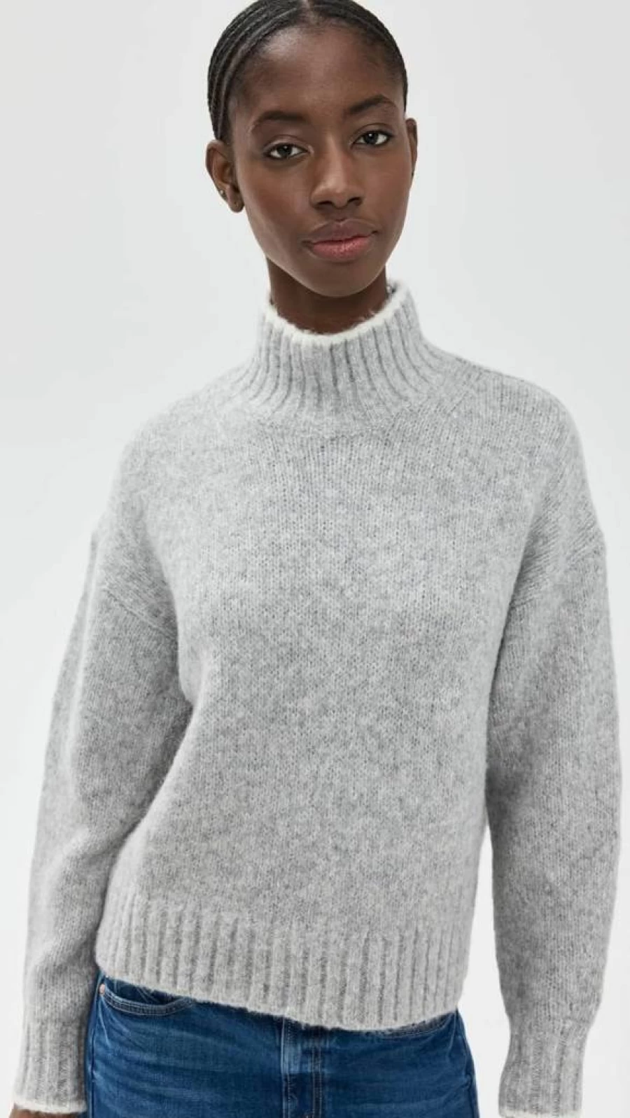 Madewell Women's Fluffy Wool High-Low Turtleneck Sweater Balham