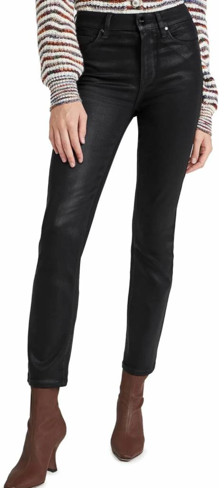 PAIGE Women's Cindy High-Rise Coated Jeans - Luxe Stretch Denim Pants for Women