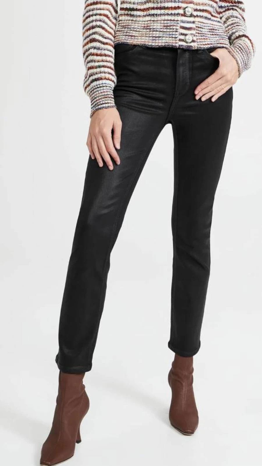PAIGE Women's Cindy High-Rise Coated Jeans - Luxe Stretch Denim Pants for Women