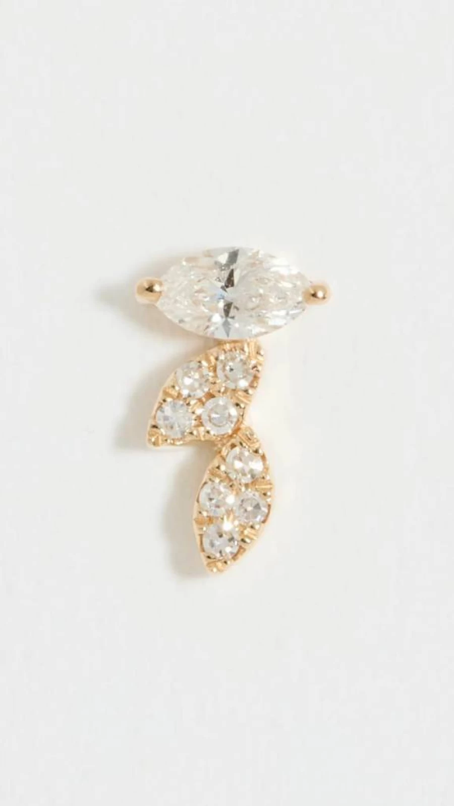 EF Collection 14K Gold Marquise Stud Earrings for Women - Single & Triple Diamond Studs