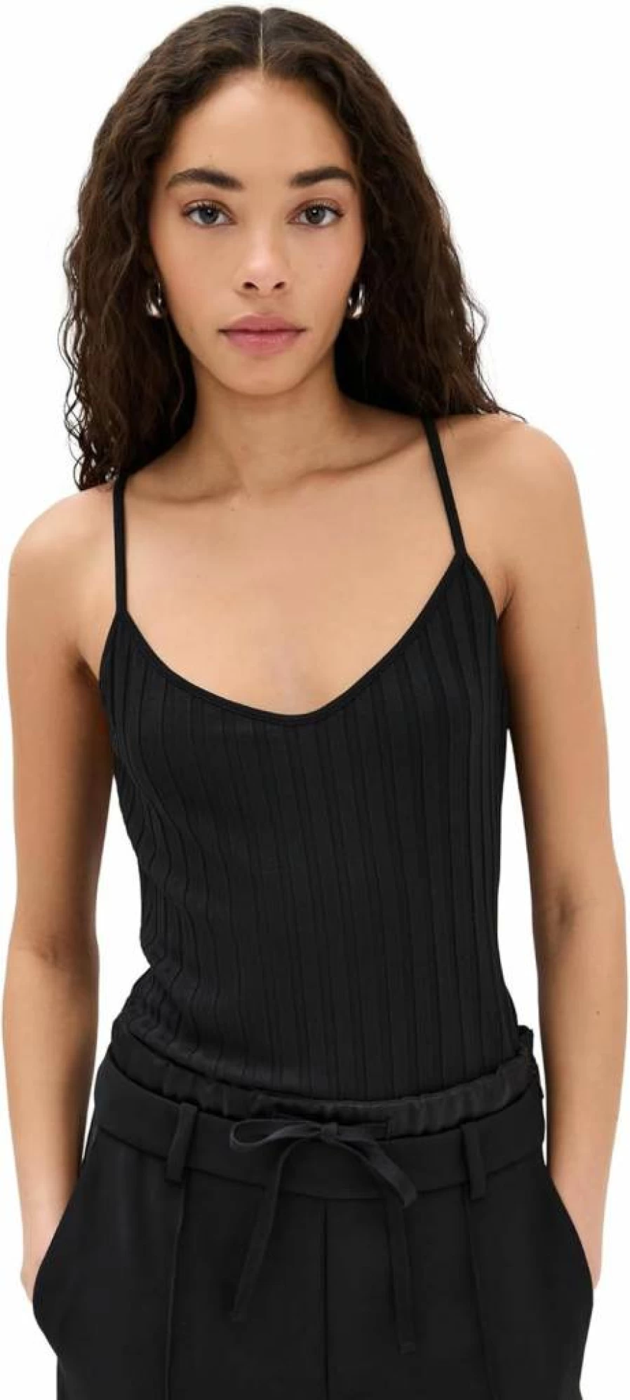 Vince Women's Ribbed V-Neck Cami Top - Soft Stretch Tank for Layering