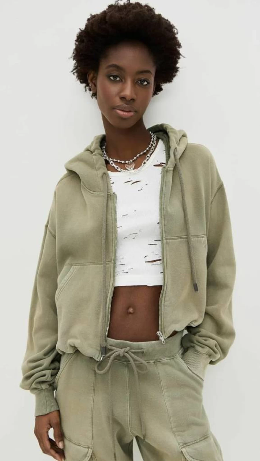 R13 Women's Oversized Zip-Up Hoodie with Balloon Sleeves - Stylish Streetwear Jacket