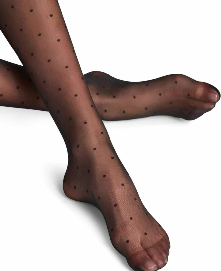 FALKE Women's Sheer 15 Denier Thigh High Stockings with Dot Pattern - 1 Pair