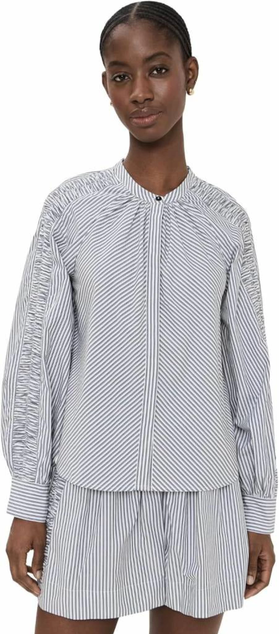 Merlette Women's Tiana Ruched Blouse Elegant Feminine Top for Casual Wear